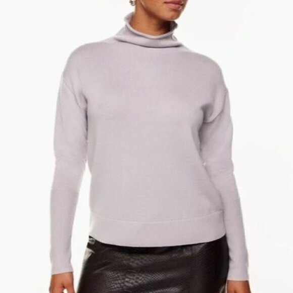 NWT Aritzia Wilfred Cyprie Merino Wool Morado Gray Purple Mock Neck Sweater XS - Picture 1 of 12
